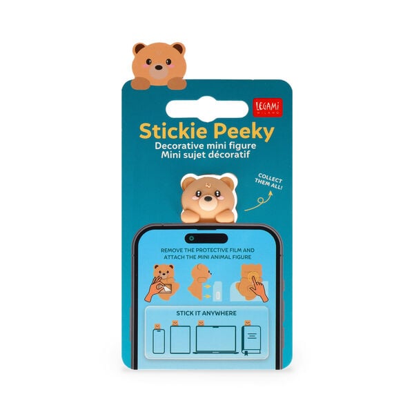 Decorative Adhesive Figurine - Stickie Peeky - Teddy Bear Decorative Adhesive Figurine - Stickie Peeky - Teddy Bear