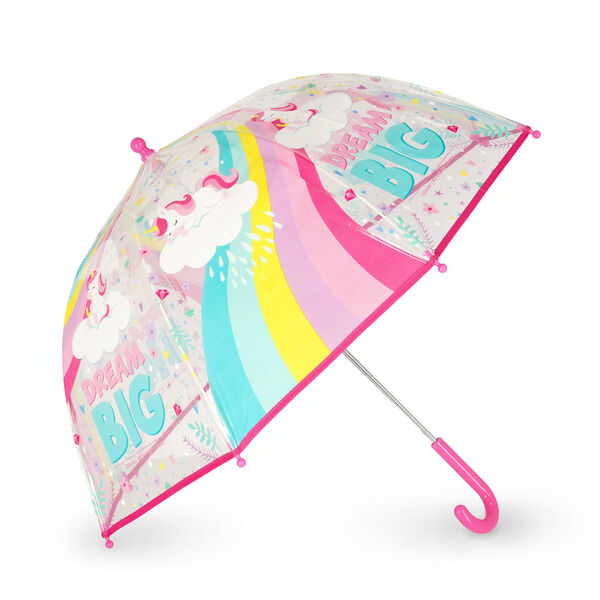 Parapluie Licorne Pour Enfant 64 Cm - Dôme Transparent, Poignée Adaptée, Sécurité Et Visibilité Améliorées Pour Jours De Pluie