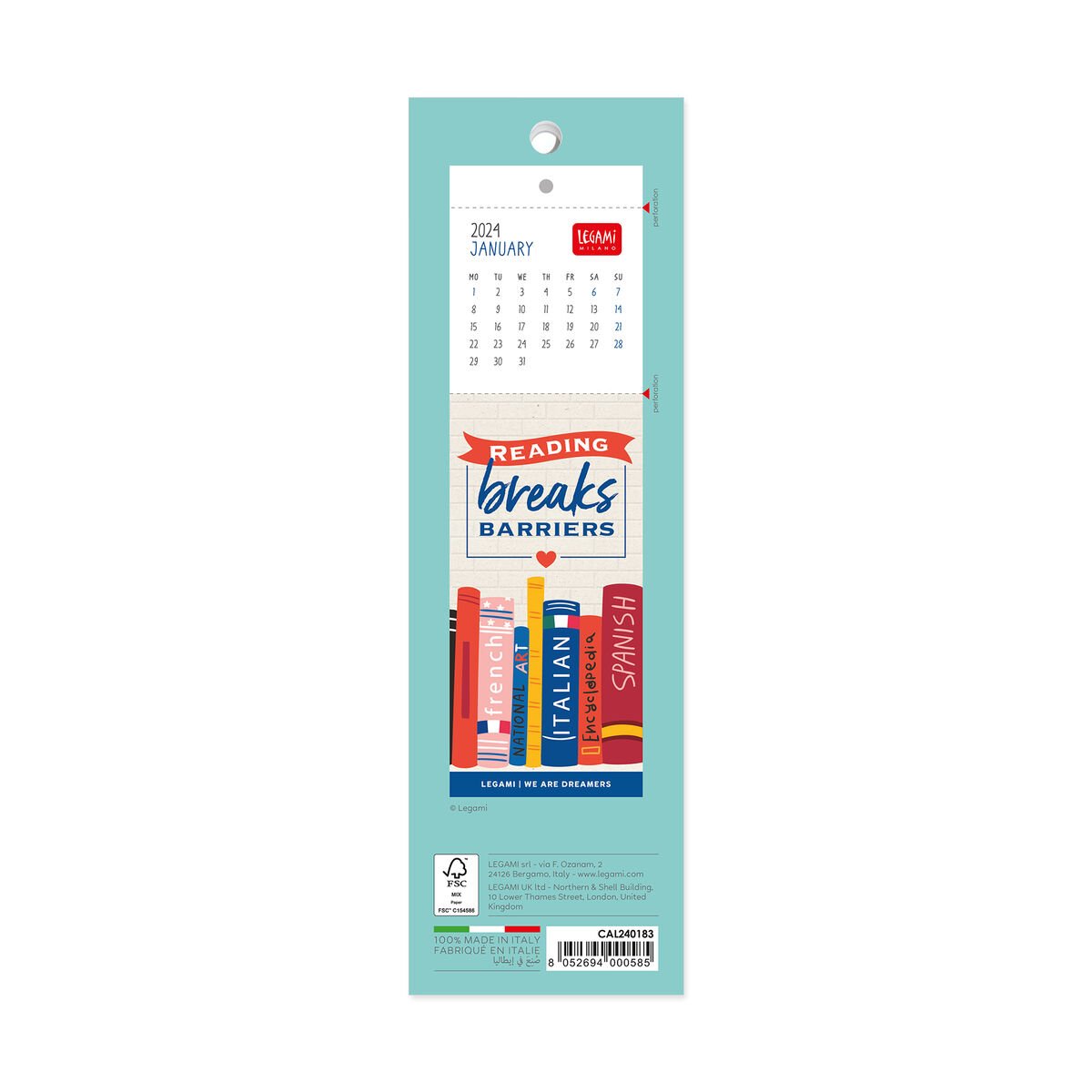Bookmark Calendar 2024 - 5,5 x 18 Cm, , zoo