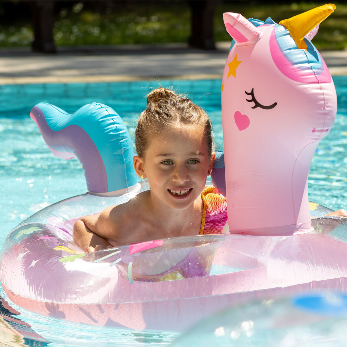 Darryy Anneau De Natation Licorne Gonflable – 80x55 Cm, Bouée Adulte Et Enfant, Paillettes Intérieures, PVC Résistant, Idéal Plage, Piscine Et Activités Aquatiques