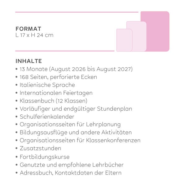 Wochenplaner für Lehrkräfte 2026/2027 für 13 Monate - Deep Teal