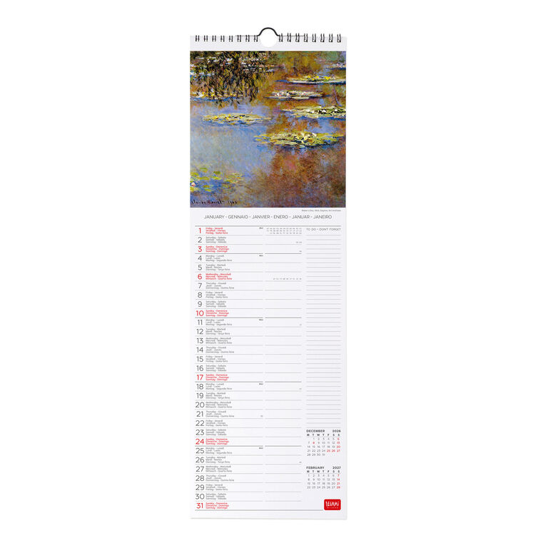 Wandkalender 2027 - 16 x 49 cm - Monet Wandkalender 2027 - 16 x 49 cm - Monet