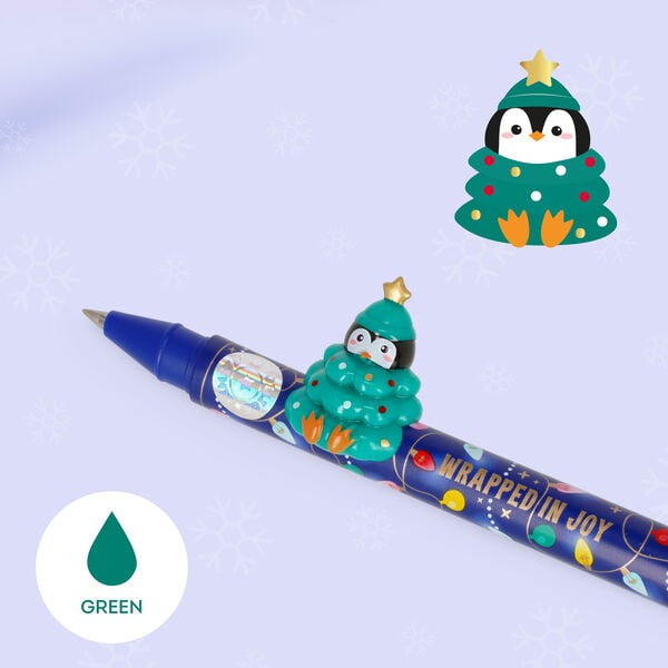Set di 2 Penne Gel con Animaletto Decorativo - Jingle All the Way