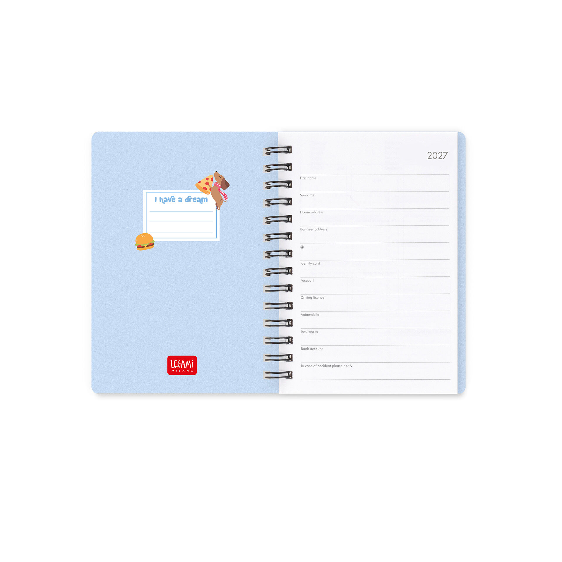 12-Month Weekly Diary - Small Spiral-Bound 2027 - Dachsund