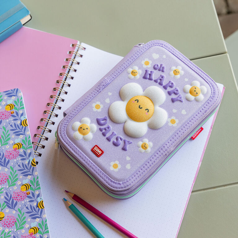 Astuccio 3 Scomparti - Daisy + 2 Penne Cancellabili Astuccio 3 Scomparti - Daisy + 2 Penne Cancellabili
