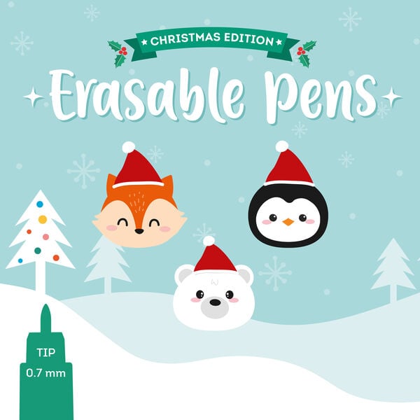 Set mit 3 Löschbaren Gelstiften - „Foxtastic Holidays“, „Merry And Brrright“ - Erasable Pen