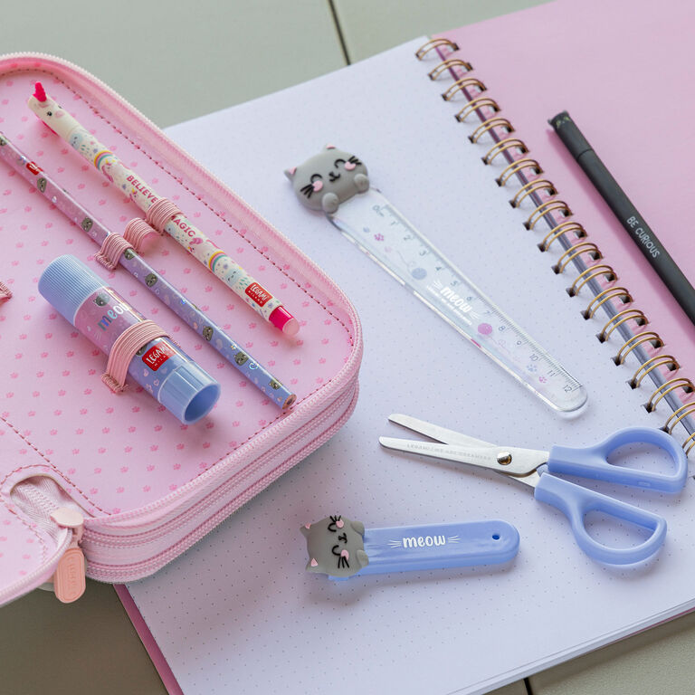 Astuccio 3 Scomparti - Kitty + 2 Penne Cancellabili