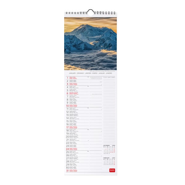 Calendario da Parete 2027 - 16 x 49 cm - Mountains
