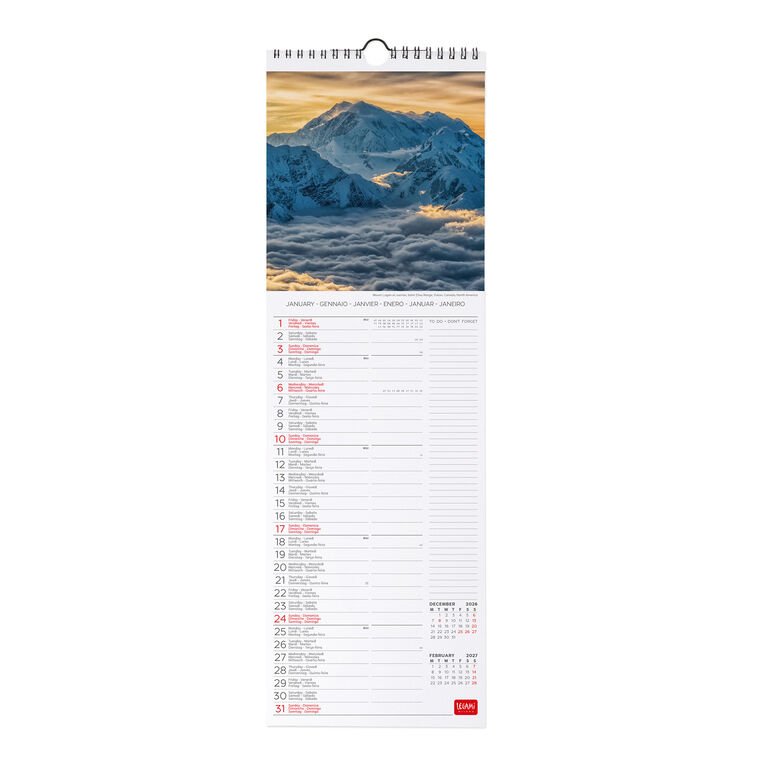 Mountains 2027 Wall Calendar - 16 x 49 cm Mountains 2027 Wall Calendar - 16 x 49 cm
