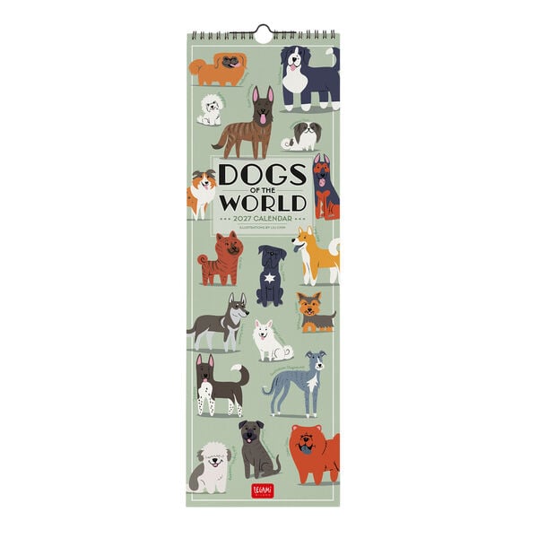 Calendario da Parete 2027 - 16 x 49 cm - Dogs of the World