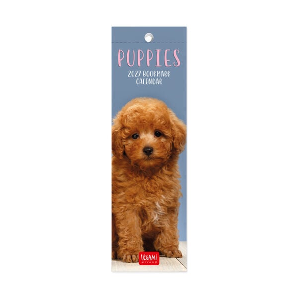 Lesezeichen-Kalender - 2027 - 5,5 x 18 cm - Puppies