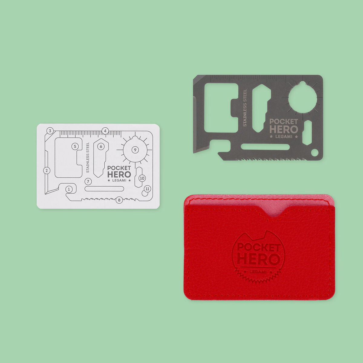 Stainless Steel 11-in-1 Credit Card Multi-Tool - SOS Pocket Hero, , zoo