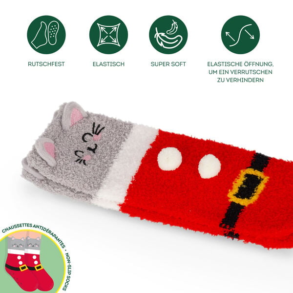 Calzini Antiscivolo di Natale Bambino Kitty Santa - It's a Match! Calzini Antiscivolo di Natale Bambino Kitty Santa - It's a Match!
