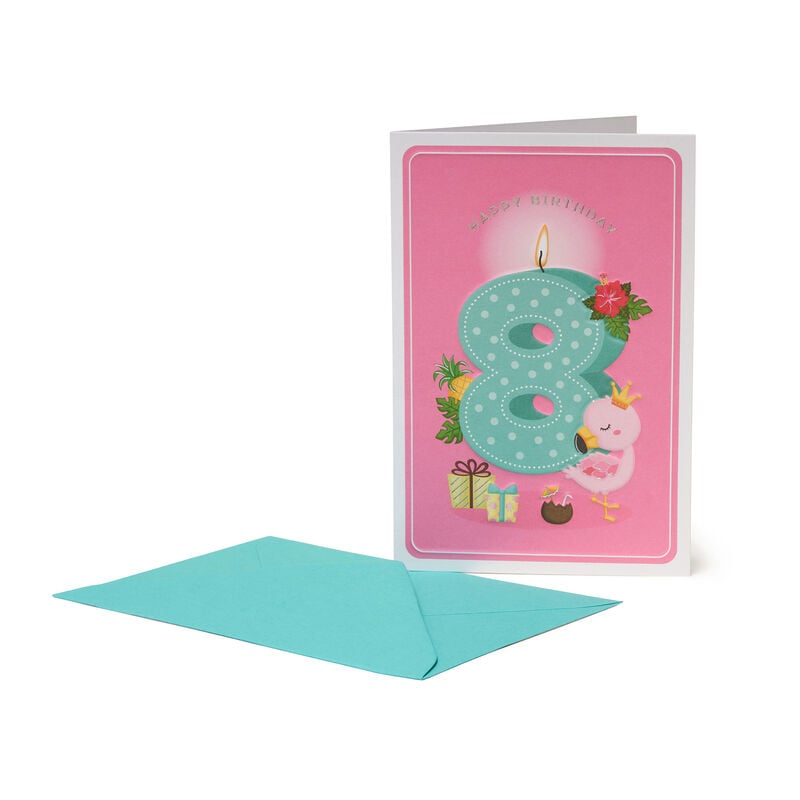 Greeting Card - Happy Birthday - Little Girls - 8 Years, , zoo
