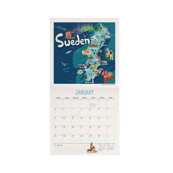 Calendario da Parete 2027 - 18 x 18 cm - Let's Travel the World