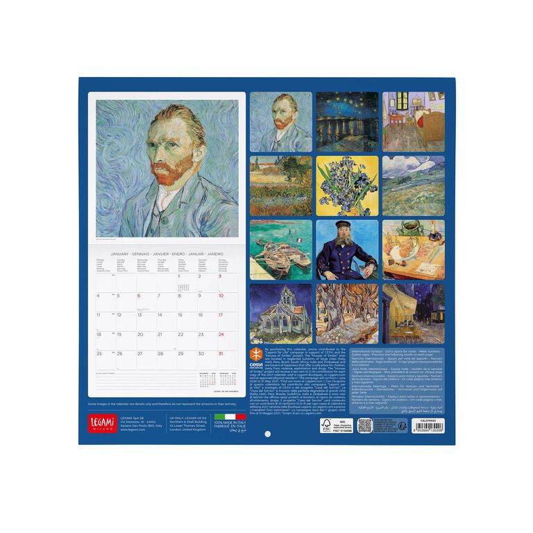 Calendario da Parete 2027 - 30 x 29 cm - Vincent Van Gogh Calendario da Parete 2027 - 30 x 29 cm - Vincent Van Gogh