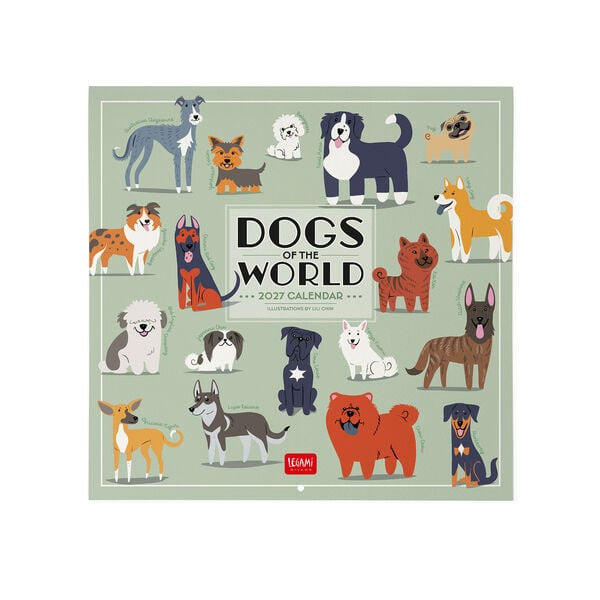 Calendario da Parete 2027 - 30 x 29 cm - Dogs of the World