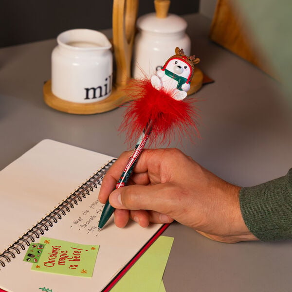 Penna Gel di Natale con Polar Bear Reindeer Luminoso - Writing is Magic