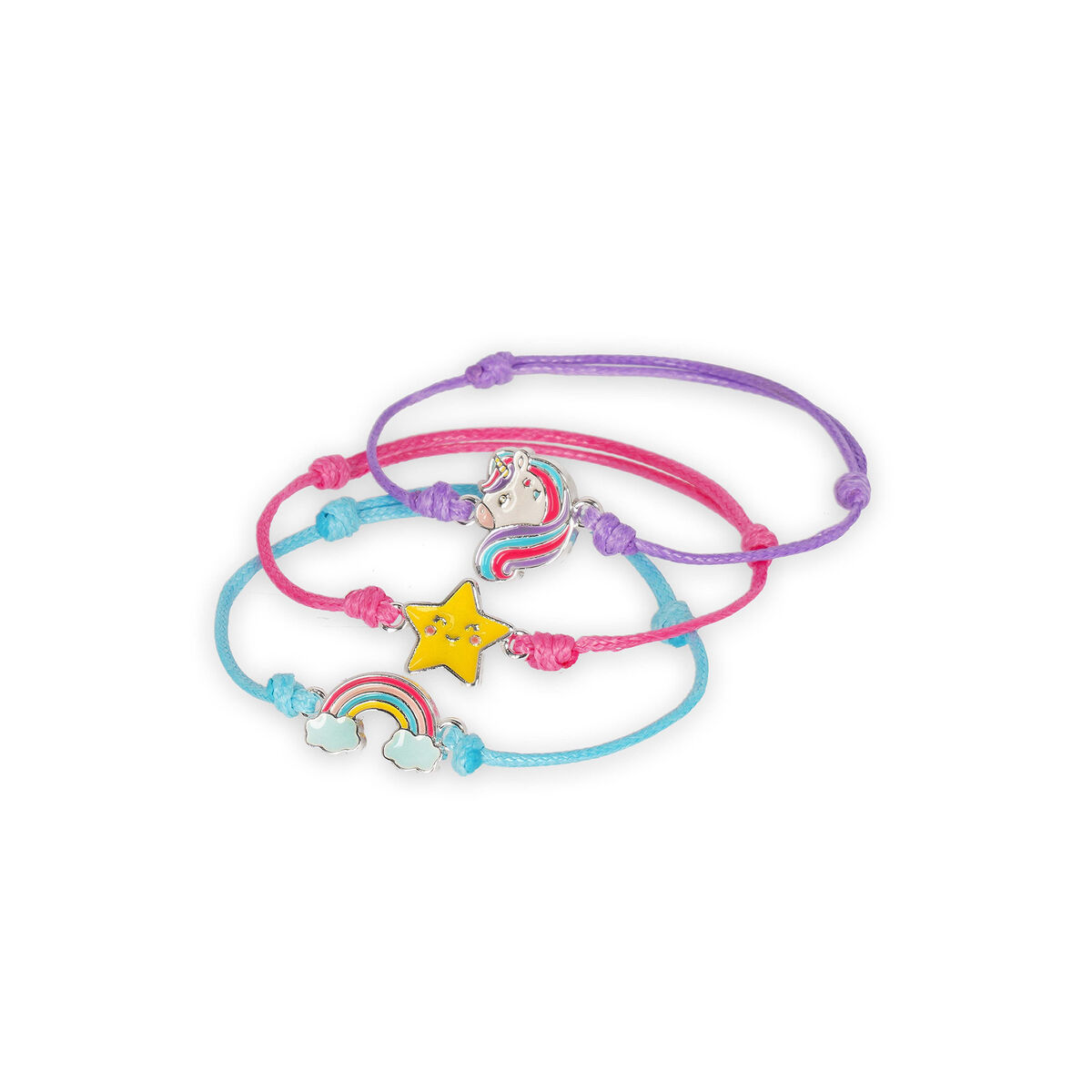 3 Bracelets Unicorn Love Arc-en-Ciel Pour Filles – Licorne, Cœur, Étoile – Bijoux Enfants Amitié
