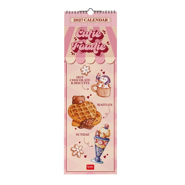 Calendario da Parete 2027 - 16 x 49 cm - Cutie Foodie