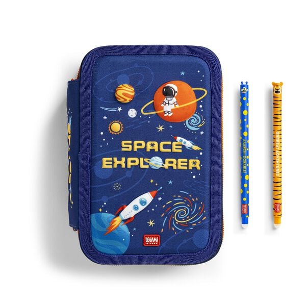 Pencil Case with Three Compartments - 3, 2, 1... Triple Fun - Space Pencil Case with Three Compartments - 3, 2, 1... Triple Fun - Space