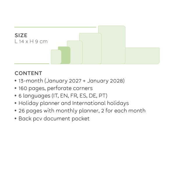 13-Month Small Horizontal Weekly Diary 2027 - Deep Teal