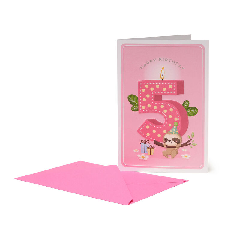 Greeting Card - Happy Birthday - Little Girls - 5 Years, , zoo