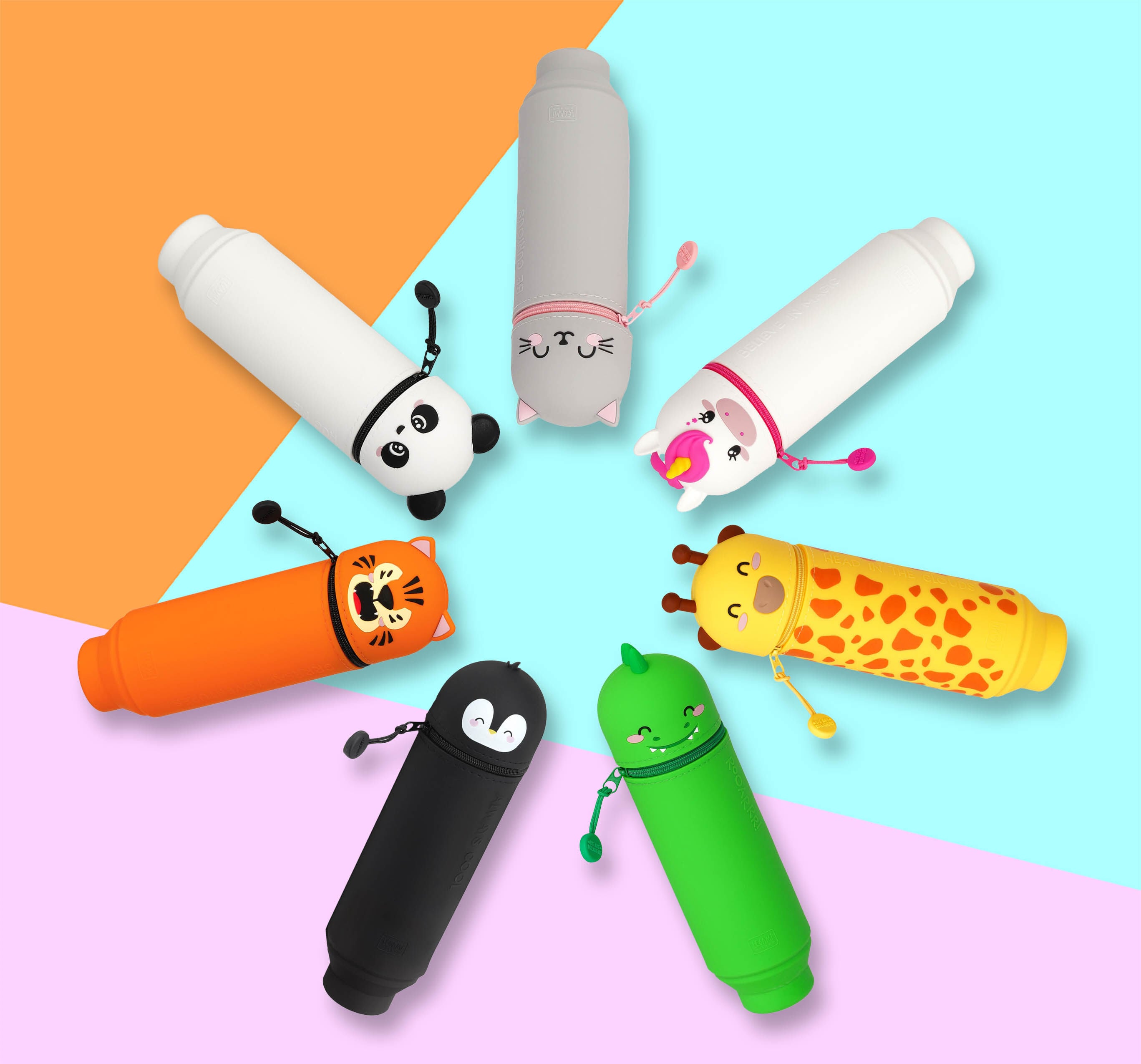 Kawaii Federmäppchen Aus Silikon - 2-in-1 Stiftebox & Stifthalter, Cartoon-Design, Für Schule & Büro