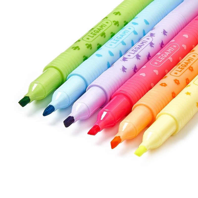 Set Of 6 Erasable Highlighters, , zoo