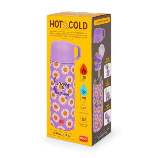 Vacuum Bottle with Cup - Hot & Cold - Daisy Vacuum Bottle with Cup - Hot & Cold - Daisy