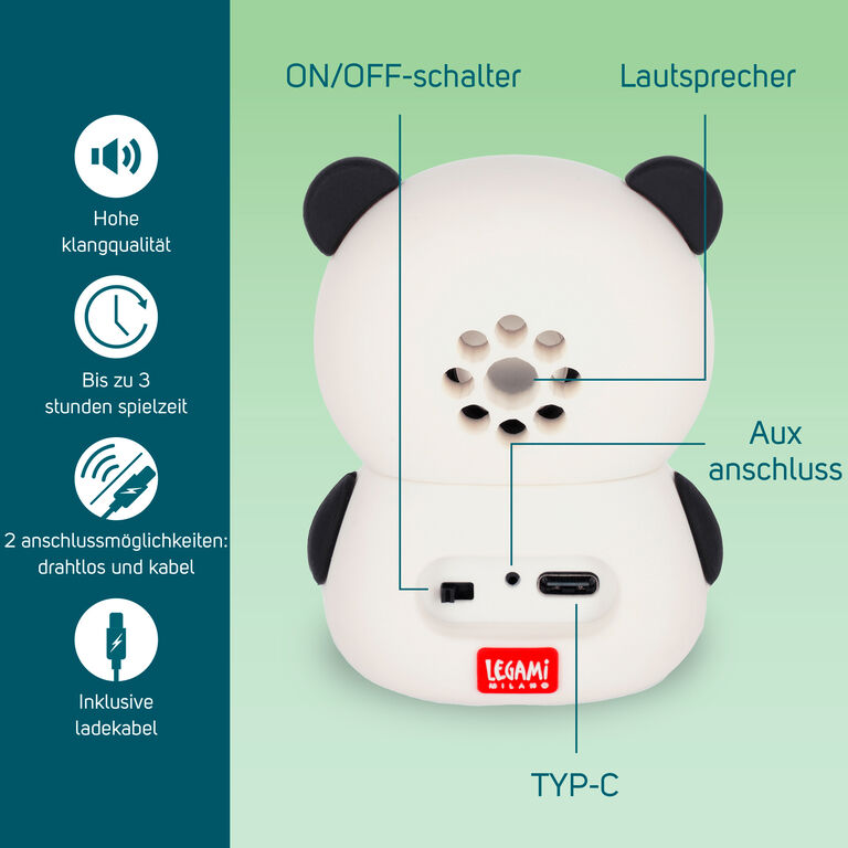 Kabelloser Speaker mit Halterung - Panda - The Sound of Cuteness