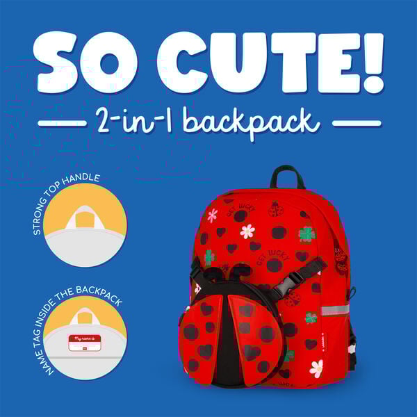 2-in-1 Ladybug Backpack with Removable Front Pocket - So Cute!