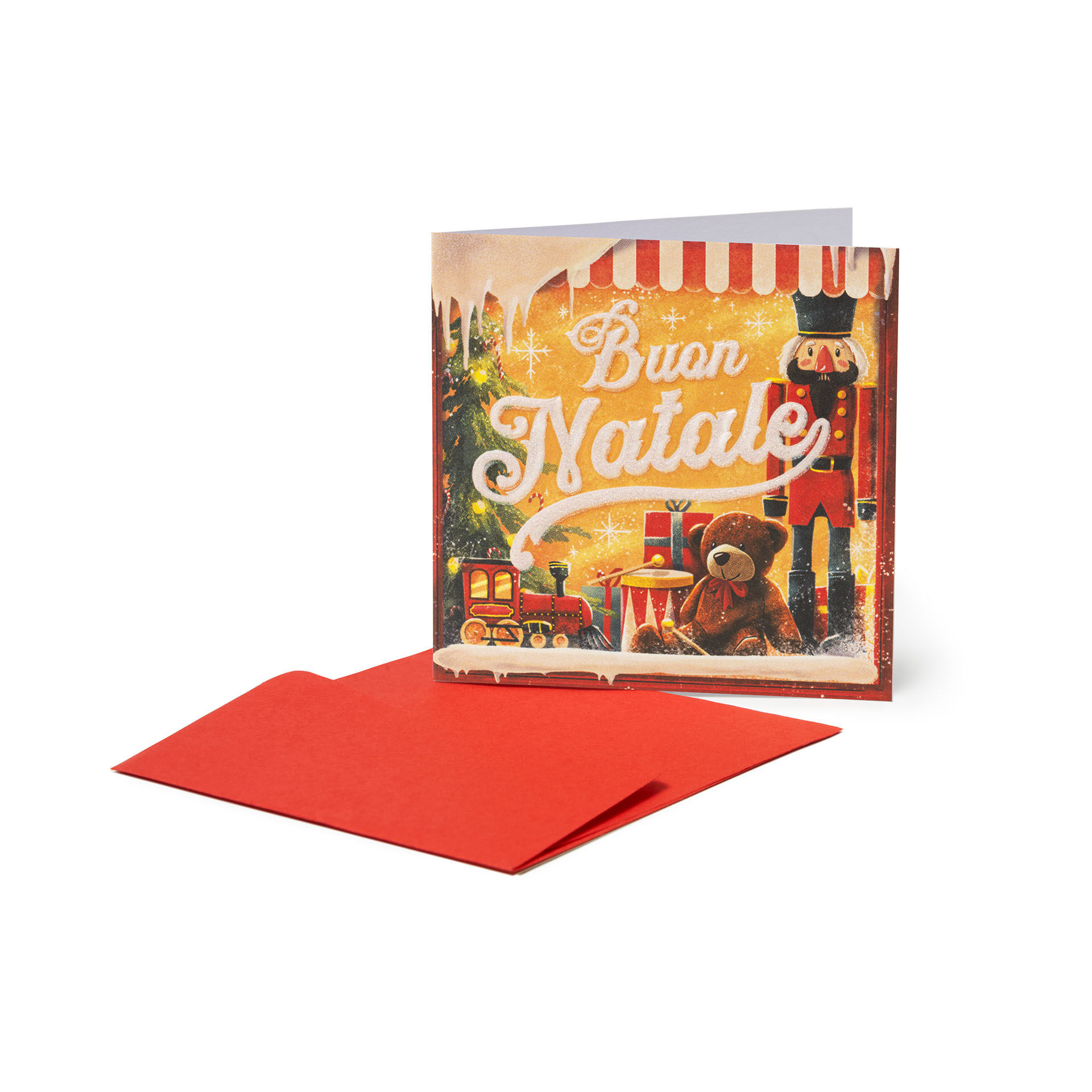 Carte De Vœux De Noël Avec Maison En Pain D'Épices - Design Rétro, Format 11,5x17 Cm - 1