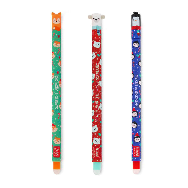 Set mit 3 Löschbaren Gelstiften - „Foxtastic Holidays“, „Merry And Brrright“ - Erasable Pen