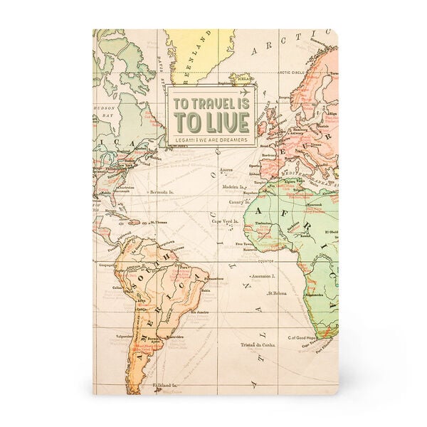 A5 Blank Notebook with Illustrated Soft Cover - Travel Map A5 Blank Notebook with Illustrated Soft Cover - Travel Map