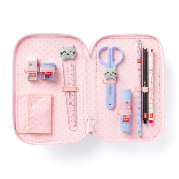 Pencil Case with Three Compartments - 3, 2, 1... Triple Fun - Kitty Pencil Case with Three Compartments - 3, 2, 1... Triple Fun - Kitty