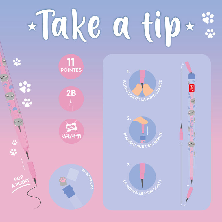 Crayons Empilables avec Gomme Kitty - Take a Tip