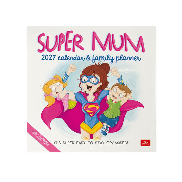 Calendario da Parete 2027 - 30 x 29 cm - Super Mum
