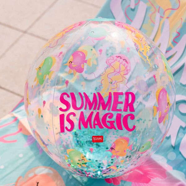 Summer is Magic Inflatable Beach Ball - Glitter Beach Ball
