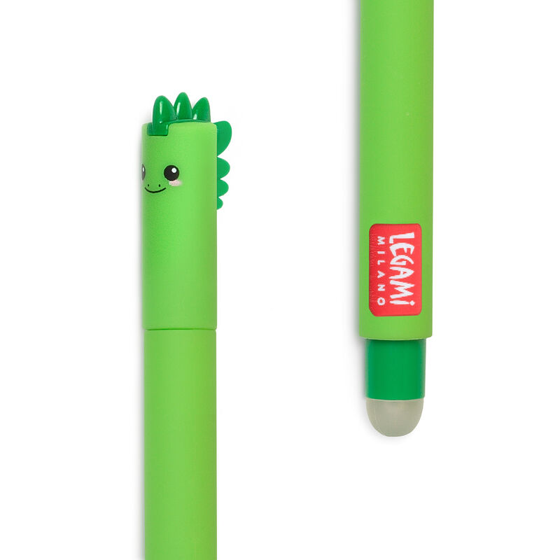 Legami - Bolígrafo de gel borrable Dino con esfera y tinta verde