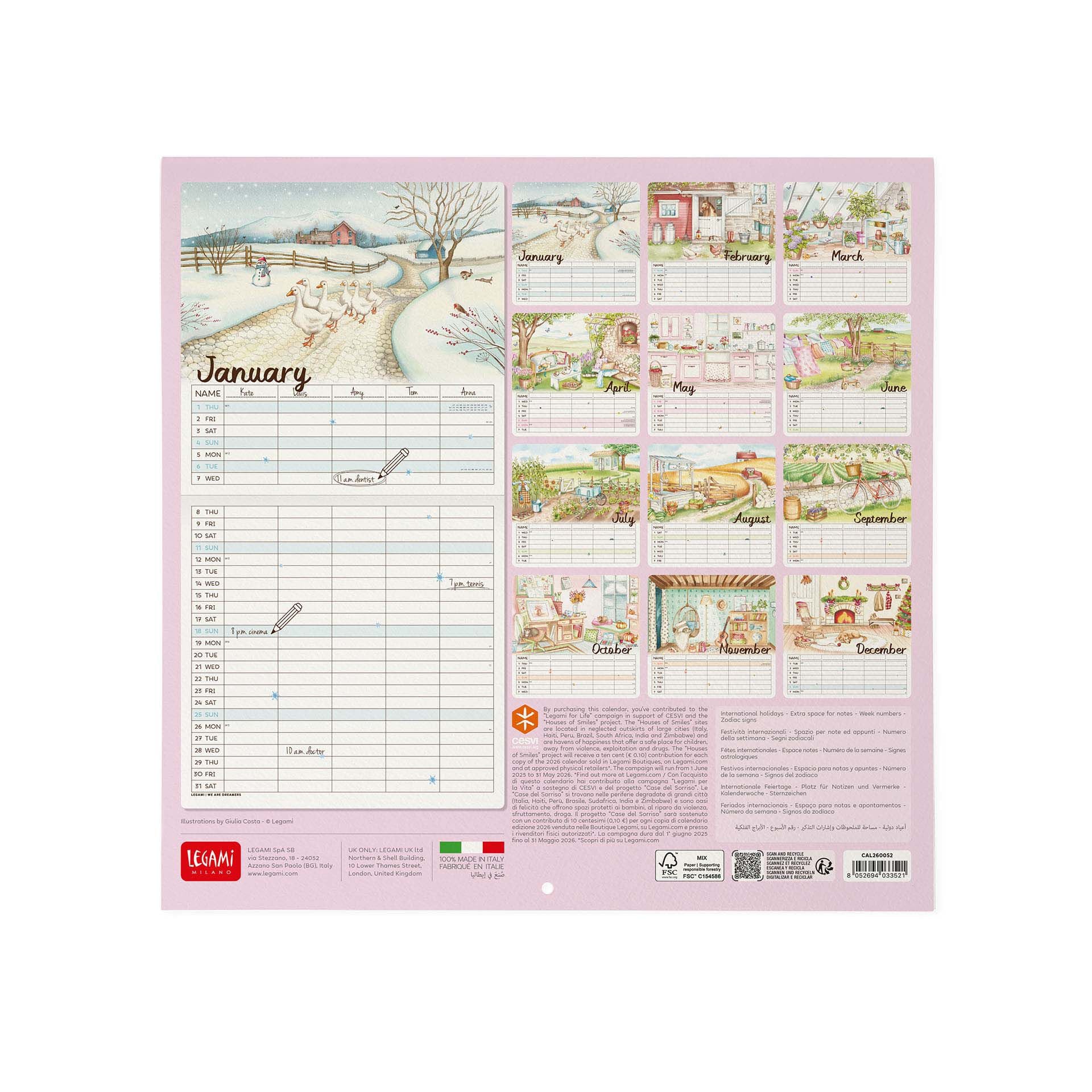 2026 Wall Calendar - 30 x 29 cm