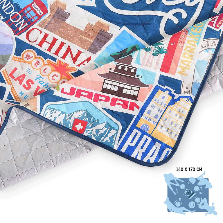 Coperta da picnic con maniglia removibile - Travel Stickers