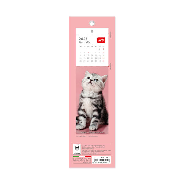 Lesezeichen-Kalender - 2027 - 5,5 x 18 cm - Kittens