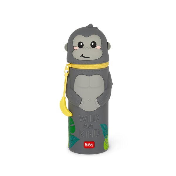 Gorilla "Wild but Kind" 2-in-1 Silicone Pencil Case - Kawaii Gorilla "Wild but Kind" 2-in-1 Silicone Pencil Case - Kawaii