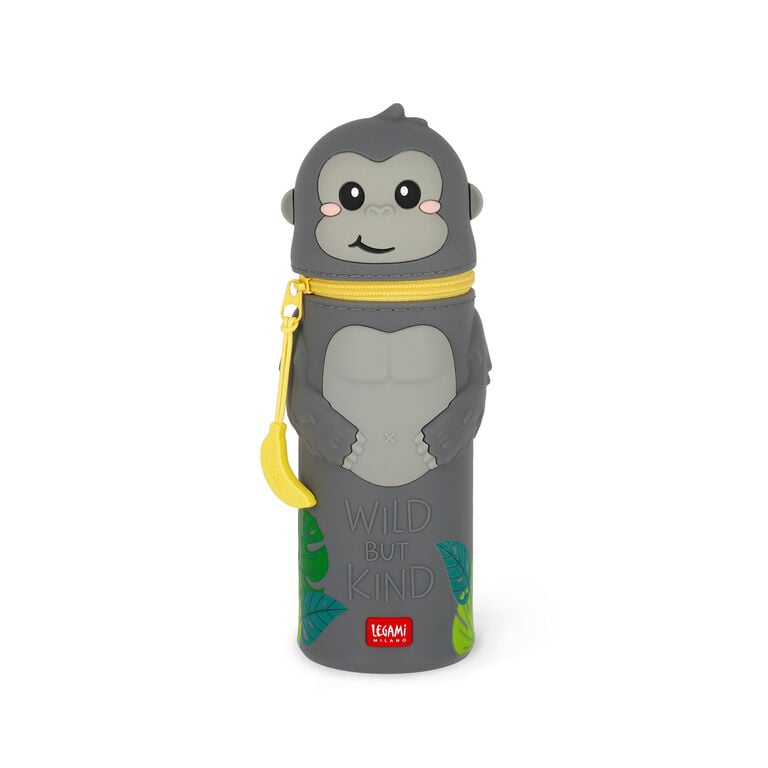 Gorilla "Wild but Kind" 2-in-1 Silicone Pencil Case - Kawaii Gorilla "Wild but Kind" 2-in-1 Silicone Pencil Case - Kawaii