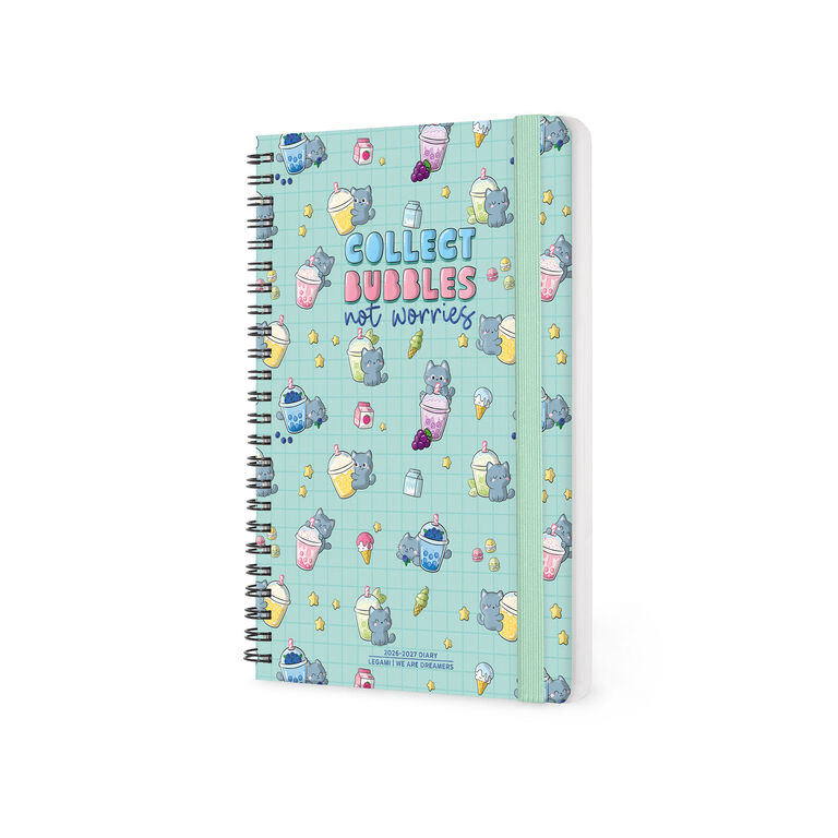16-Month Weekly Diary for 2026/2027 - Kitty Bubble Tea - Spiral-Bound - Large