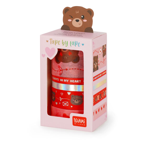 Set of 5 Decorative Teddy Bear Paper Sticky Tapes - Tape By Tape