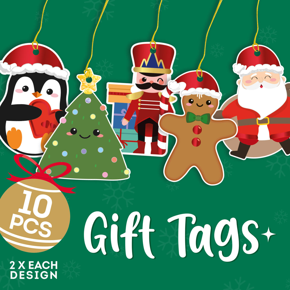 Set of 10 Christmas Gift Tags, , zoo