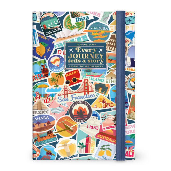 Agenda Diaria Fotográfica 2026/2027 16 Meses - Travel Stickers - Medium