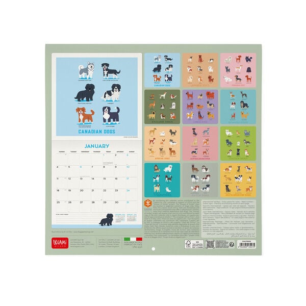Calendario da Parete 2027 - 30 x 29 cm - Dogs of the World